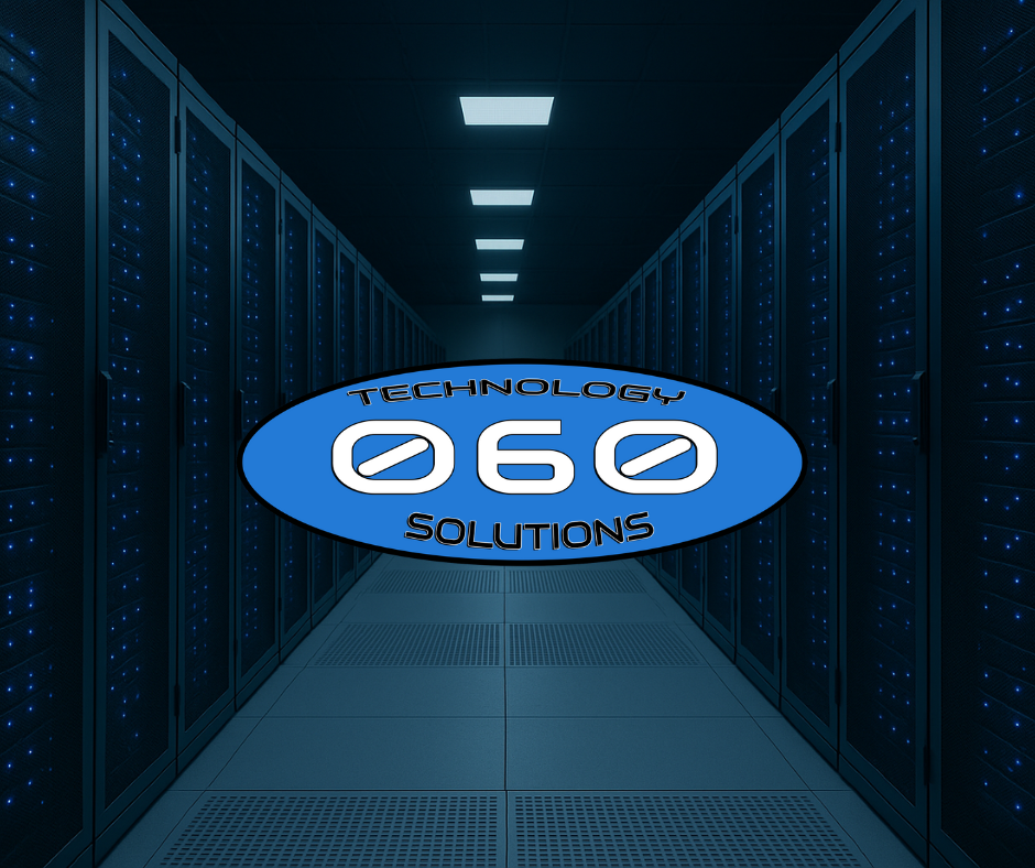 Symmetrical rows of blue-lit server racks in a modern co-location data center aisle