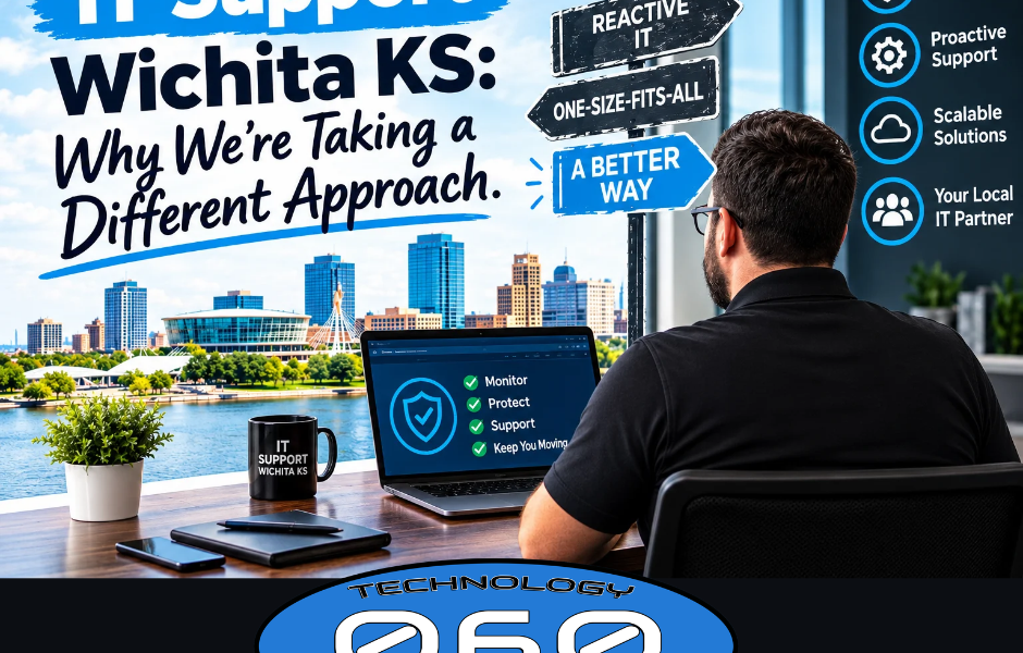 Small business owner meeting with an IT consultant in Wichita Kansas discussing technology solutions, business growth, and trusted IT support.